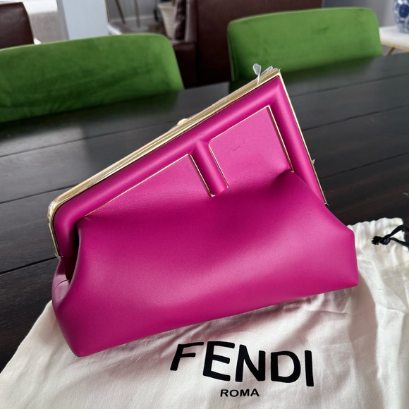 Fendi Handbags - NWT Hot Pink Midi Fendi First Pouchette Clutch